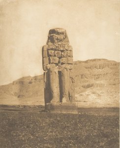 थेब्स वोकल स्टैच्यू या मेमनॉन के कोलोसस, 1849-50 में अमेनोफिस III का पुनर्स्थापित कोलोसस। द्वारा मैक्सिम डू कैंप
