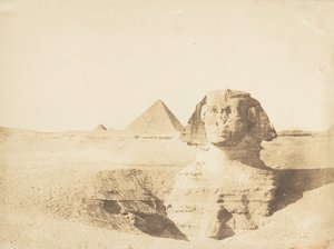 मेनकाज़ेह मायसेरिनस द्वारा दिसंबर 1849 में ग्रेट स्फिंक्स और ग्रेट पिरामिड का दृश्य। द्वारा मैक्सिम डू कैंप