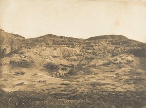 थेब्स गौरनाह के क़ब्रिस्तान का सामान्य दृश्य, 1849-50। द्वारा मैक्सिम डू कैंप