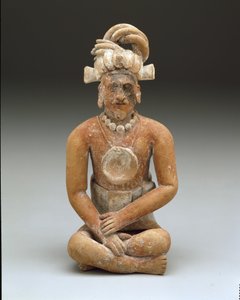 बैठा दाढ़ी वाला आदमी, लेट क्लासिक पीरियड, c.600-900 (सिरेमिक और पेंट) द्वारा माया मय