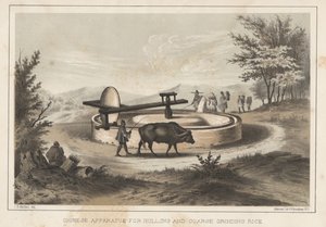 हूलिंग और मोटे पीस चावल के लिए चीनी उपकरण, 1855 द्वारा मेफ़्फ़र्त