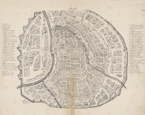 मास्को का नक्शा। प्रेषक: ऑगस्टिन वॉन मेयेरबर्ग और रूस की उनकी यात्रा, 1661। द्वारा मेयरबर्ग