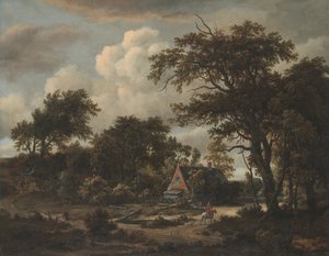 कॉटेज और हॉर्समैन के साथ वुडेड लैंडस्केप, 1663।