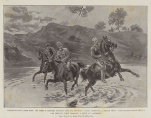 आग के तहत संवाददाताओं, श्री नेविंसन (डेली क्रॉनिकल), मेल्टन प्रायर (इलस्ट्रेटेड लंदन न्यूज) पर दुश्मन के छर्रे फटते हैं, और लाडस्मिथ पर एक बहाव को पार करते समय नौकर द्वारा मेल्टन प्रायर