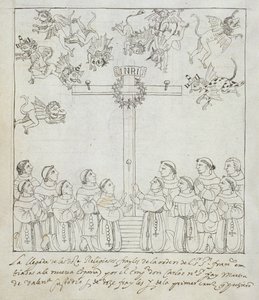 मिसिसिपी हंटर 242 f.239v डिएगो मुनोज़ कैमरगो द्वारा हिस्टोरिया डे टलैक्सकाला से पहला क्रॉस का निर्माण द्वारा मैक्सिकन स्कूल