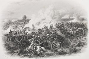 मूडी की लड़ाई, 1845, सीएच जेन्स द्वारा उत्कीर्ण, &39;गैलरी ऑफ हिस्टोरिकल पोर्ट्रेट्स&39; से, c.1880 प्रकाशित