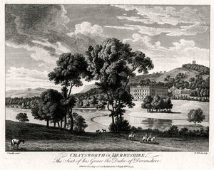 डर्बीशायर में चैटस्वर्थ, द सीट ऑफ द ग्रेस द ड्यूक ऑफ डेवन्सशायर, 1775 द्वारा माइकल एंजेलो रूकर