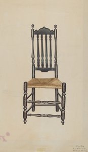 बैनिस्टर बैक साइड चेयर, 1938। द्वारा माइकल रिकिटेली
