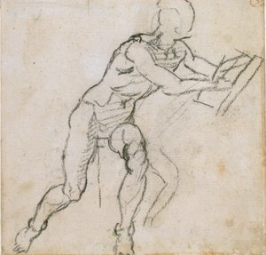 एक नग्न बैठा आदमी, c1490-1560 द्वारा माइकल एंजेलो बुओनारोती