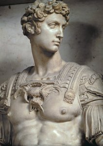 Giuliano de Medici, ड्यूक ऑफ नेमॉर्स 1479-1516, माइकल एंजेलो बुओनारोती 1475-1564, 1533 संगमरमर का 85089 और 52674 द्वारा अपने मकबरे से आंकड़ा का विस्तार