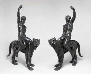 न्यूड बैचैन्ट्स राइडिंग पैंथर्स, c.1506-08 (कांस्य) द्वारा माइकल एंजेलो बुओनारोती