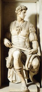माइकल एंजेलो (1475-1564) द्वारा गिउलिआनो डी 'मेडिसि का मकबरा, फ्लोरेंस टस्कनी में सैन लोरेंजो के बेसिलिका के मेडिसी चैपल में नई सैक्रिस्टी, विस्तार से द्वारा माइकल एंजेलो बुओनारोती