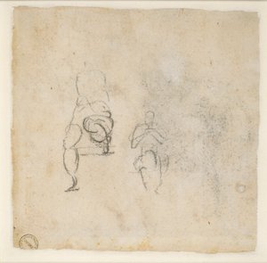 बैठी हुई आकृतियों के दो बहुत मामूली रेखाचित्र, c1490-1560 द्वारा माइकल एंजेलो बुओनारोती
