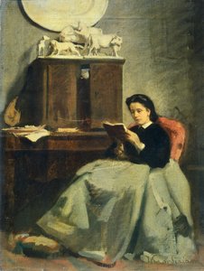 पत्नी मिशेल गॉर्डिगियानी (1830-1909) द्वारा पढ़ रही है, कैनवास पर तेल, 45x34 सेमी
