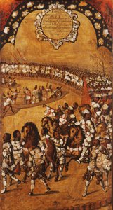 मेक्सिको की विजय, पैनल IX, c.1696-1715 (लकड़ी पर पेंट)