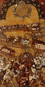 मेक्सिको की विजय, पैनल XXI, c.1696-1715 (लकड़ी पर पेंट)