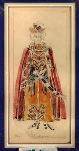 पिओटर त्चिकोवस्की (1840-1893) द्वारा ओपेरा quot;मज़ेपाquot; के लिए प्रारंभिक पोशाक (पी त्चिकोवस्की द्वारा ओपेरा मज़ेपा के लिए पोशाक डिजाइन) - मिखाइल एलेक्ज़ेंड्रोविच व्रुबेल (व्रुबेल) (1856-1910) द्वारा काम, पेंसिल और गौचे, कागज पर रूसी ग्राफिक कला द्वारा मिखाइल अलेक्जेंड्रोविच व्रुबेल