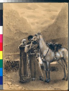 ज़ारा और इस्माइल की विदाई - मिखाइल लेर्मोंटोव (1814-1841) की कविता quot;इज़्माइल-बेquot; (इज़्माइल बे) का चित्रण - मिखाइल एलेक्ज़ेंड्रोविच व्रुबेल (व्रुबेल) (1856-1910) द्वारा काम द्वारा मिखाइल अलेक्जेंड्रोविच व्रुबेल
