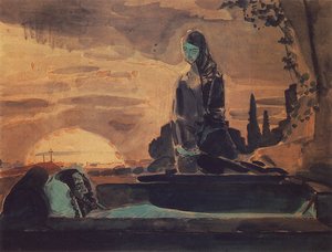 विलाप I, 1887 (कागज पर पेंसिल, wc और सफेदी) द्वारा मिखाइल अलेक्जेंड्रोविच व्रुबेल