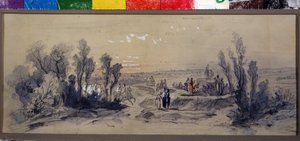 पी. चाइकोव्स्की (1840-1893) द्वारा रचित ओपेरा quot;माज़ेप्पाquot; के लिए पर्दे का डिज़ाइन। मिखाइल इल्यिच बोचारोव (1831-1895) का कृतित्व। कागज़ पर जलरंग। द्वारा मिखाइल इलिच बोचारोव