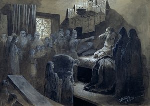 इवान चतुर्थ (1530-84) भूतों द्वारा हत्या का भयानक दौरा उन्होंने (कागज़ पर बॉडीकोलर के साथ पेन इनक पेन)