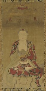 ध्यानी बुद्ध (स्याही और रंग कागज पर)