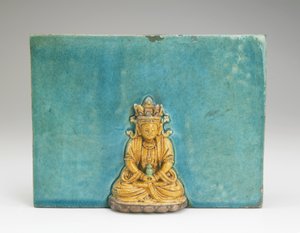 बुद्ध अमिताभ (सिरेमिक) की आकृति के साथ टाइल