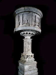 पुनर्जागरण कला: मिनो दा फिसोल (1429-1484) और एंटोनियो रोसेलिनो (1427-1479) (सफेद संगमरमर में लुगदी (1469-1473) द्वारा गढ़ी गई पास्किनो डि माटेओ (1425-1485) की कुर्सी, एंटोनियो रोसेलिनो और मिनो दा द्वारा राहत के साथ Fiesole) द्वारा मिनो दा फिसोले
