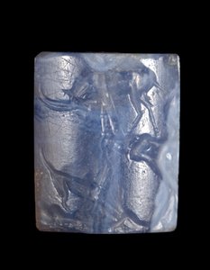 सिलेंडर सील, मध्य मिनोअन III अवधि - लेट मिनोअन I अवधि c.1800 - c.1450 BC (नीली चैलेडोनी) द्वारा Minoan