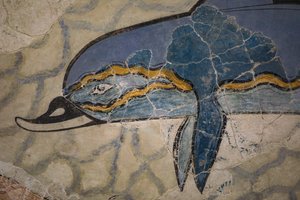 "डॉल्फिन फ्रेस्को" का हिस्सा। 1600 - 1450 ई.पू द्वारा Minoan
