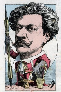 1882 (1849-1909) के बी मोलोच द्वारा कार्टून, टचआउट द्वारा "" ले ट्रोम्बिनोस्कोप "" में फ्रांसीसी कवि चित्रकार, लुई अलेक्जेंड्रे गोसेट डी गुइन्स का पोर्ट्रेट। निजि संग्रह। द्वारा रथ
