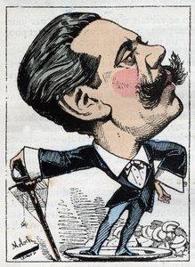 1882 (1849-1909) के बी मोलोच द्वारा कार्टून, टचआउट द्वारा "ले ट्रॉम्बिनोस्कोप" में फ्रांसीसी राजनीतिक पत्रकार पॉल ग्रैनियर डी कैसग्नैक (1842-1902) का पोर्ट्रेट। निजि संग्रह। द्वारा रथ