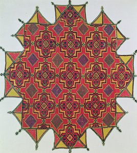 ज्यामितीय पैटर्न के साथ कपड़ा (सुईवर्क) द्वारा मोरक्कन स्कूल