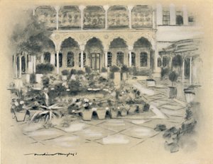 दमिश्क में आंगन, 1903 द्वारा मोर्टिमर लुडिंगटन मेनपेस