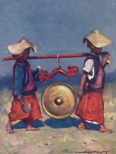 ब्रास गोंग ले जाने वाले शान रिटेनर्स, 1903 द्वारा मोर्टिमर लुडिंगटन मेनपेस