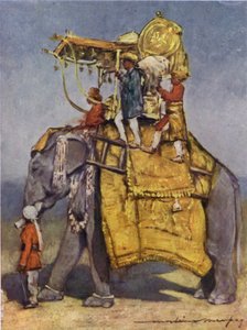 अपने सभी जालों में एक राज्य हाथी (रंग लिथो)