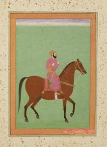 हॉर्सबैक पर एक मुग़ल अमीर, बड़े क्लाइव एल्बम से c.1670-80, द्वारा मुगल स्कूल
