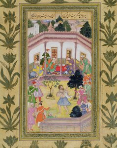 स्मॉल क्लाइव एल्बम (कागज पर अपारदर्शी डब्ल्यूसी) से एक सामाजिक सभा में एक पागल व्यक्ति द्वारा गड़बड़ी द्वारा मुगल स्कूल