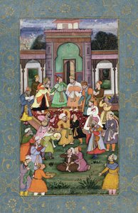 बड़े क्लाइव एल्बम से ग्रुप ऑफ व्हर्लिंग डर्वाश, c.1595 (कागज पर सोने के साथ अपारदर्शी wc) द्वारा मुगल स्कूल