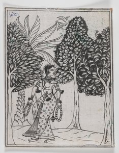 कामोद रागिनी, 1605-1610 (कागज पर स्याही) द्वारा मुगल स्कूल