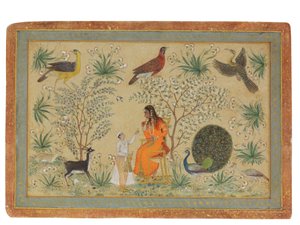 एक बगीचे में रईस महिला, c.1740 द्वारा मुगल स्कूल