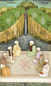 धार्मिक चर्चा में ऋषि, c.1680 द्वारा मुगल स्कूल