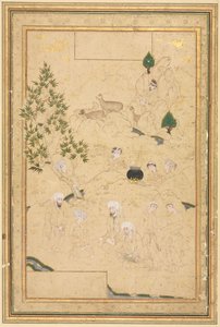 पहाड़ों में पिकनिक, सिंगल पेज इलस्ट्रेशन, सी। 1550-1600। द्वारा मुहम्मदी
