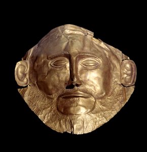Mycenian सोने (Mycenes के) में अंतिम संस्कार का मुखौटा "Agamemnon का मुखौटा" के रूप में जाना जाता है