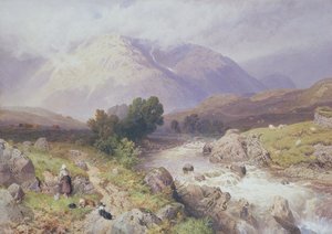 Dalmally के पास हाइलैंड सीन, Argyll (कैनवास पर wc)