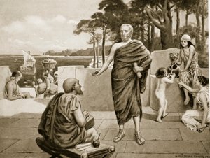 निर्वासन में थूसीडाइड्स, हचिन्सन हिस्ट्री ऑफ द नेशंस, 1915 लिथो से चित्रण द्वारा एन। प्रेस्कॉट डेविस