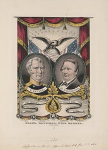 ग्रैंड नेशनल व्हिग बैनर, c.1848 (कलर लिथोग्राफ) द्वारा कैरियर और Ives