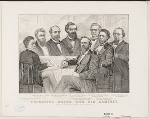 राष्ट्रपति हेस और उनकी कैबिनेट, c.1877 (लिथो) द्वारा कैरियर और Ives