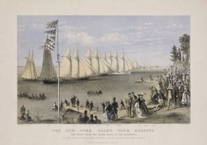 न्यूयॉर्क यॉट क्लब रेगाटा, c.1869 (कलर लिथोग्राफ) द्वारा कैरियर और Ives