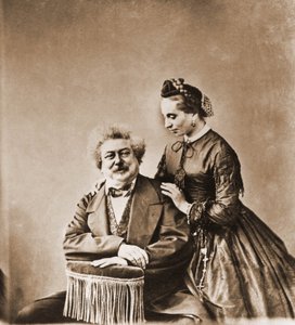 अलेक्जेंड्रे डुमास पेरे का पोर्ट्रेट, उपन्यासकार 1802-1870 और उनकी बेटी मैरी डुमास 1831-1878 (फोटो) द्वारा नादर